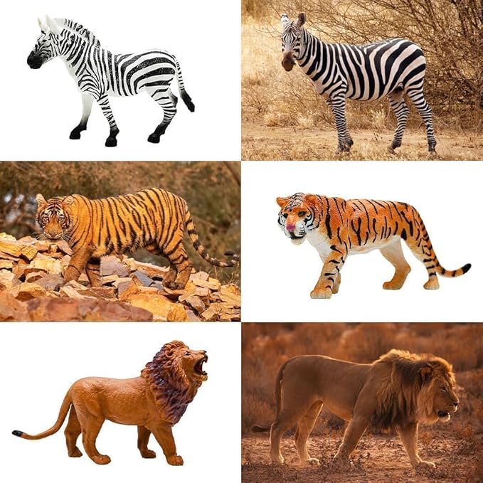 Safari Animals Figures Toys, Realistic Wild Zoo Animal Figurines, Plastic African Jungle Animals Playset for Kids Toddlers, 21Pcs Safari Toys Birthday Gifts for Boys Girls