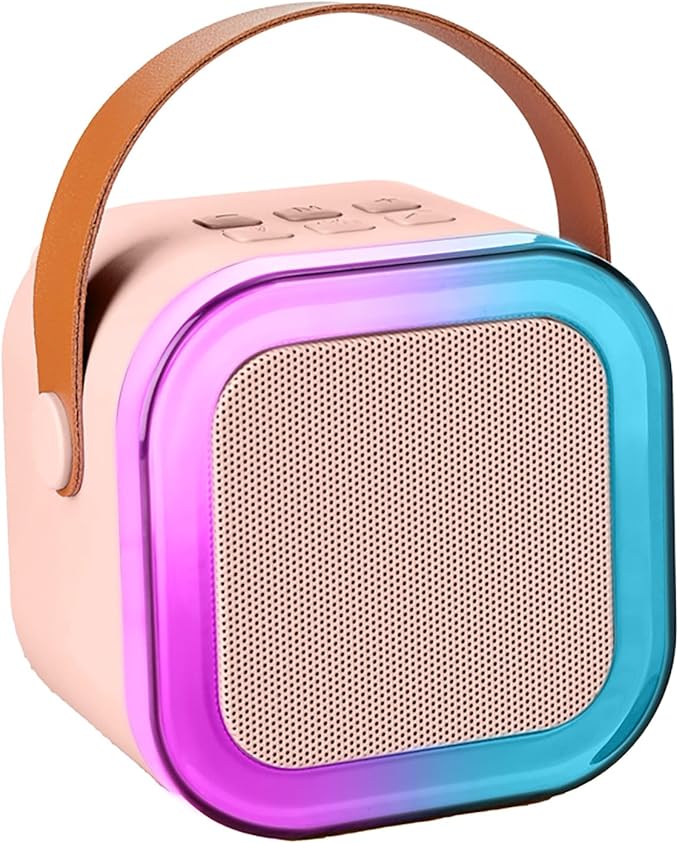 Mini Karaoke Machine for Kids & Girls with 1 Wireless Microphone, Portable Bluetooth Speaker, Christmas Birthday Gift Toy for Boys & Toddlers Ages 3, 4, 5, 6, 7, 8, 9, 10, 11, 12+ Years Old (Pink - 1)