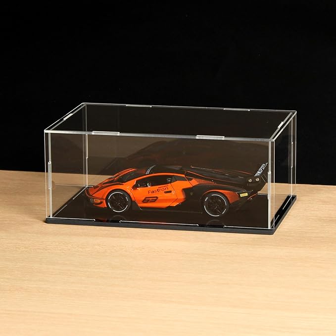 Clear Acrylic Display Case, Assemble Cube Display Box Stand with Black Base, Dustproof Protection Showcase for Collectibles Memorabilia Figurines (12*8*8inch;30*20*H20cm)