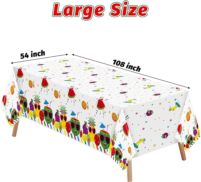 3 Packs Fruit Theme Table Cover Decorations Watermelon Pineapple Disposable Plastic Tablecloths for Kids Birthday Baby Shower Summer Fruit Hawaii Party Decorations Supplies, 54x108 inch