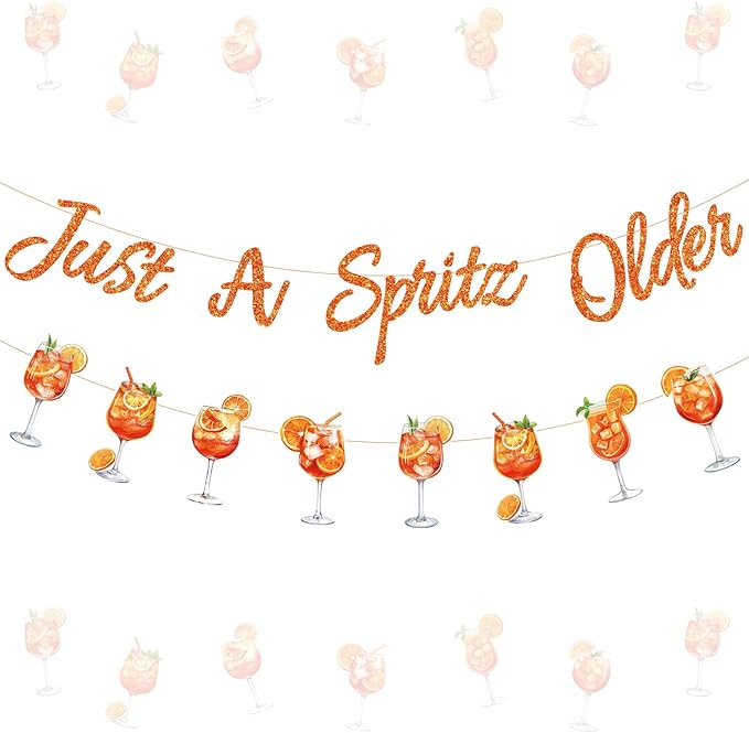 Maitys Just a Spritz Older Banner Margarita Party Decoration Spritz Decor Orange Citrus Cocktail Garland Lemon Citrus Birthday Party Decoration Glitter Letter for Bridal Shower Wedding Supplies