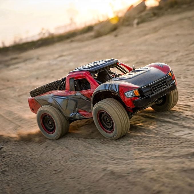 1/14 2.4GHz Remote Control High Speed Car 48KM/H 4 * 4 Off Road Vehicle Q130A RTR Car Carbon Brush Motor ESC LED Lights Battery Hobby Grade Model for Adult Hobby(Red)
