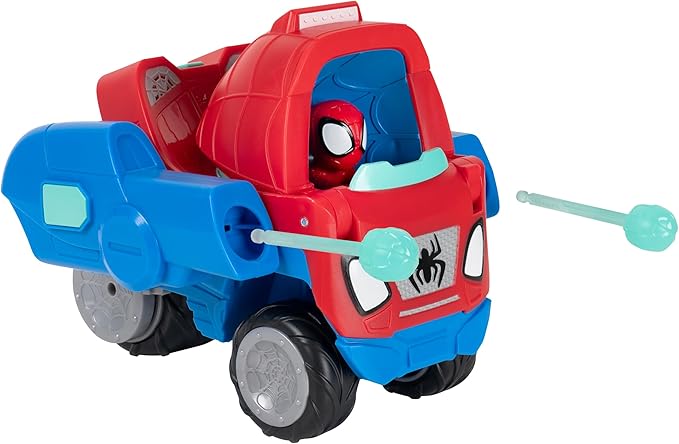MARVEL Spidey and His Amazing Friends Spidey Transforming Web-Wave Cruiser - 9-Inch 2-In-1 Vehicle with Free Wheels and Web Dart Launchers