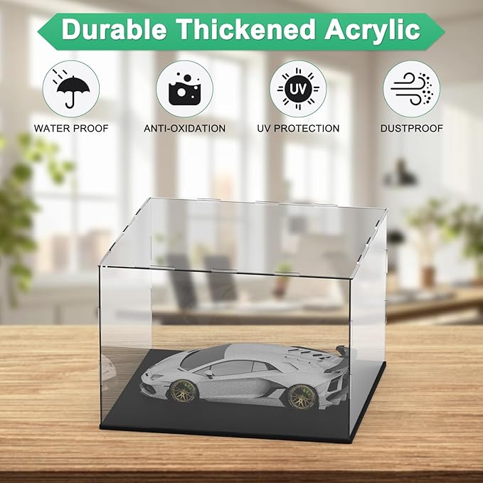 Clear Acrylic Display Case, 12 x 12 x 8 Inch Assemble Clear Acrylic Display Box Dustproof for Action Figures/Model/Statues/Collectibles/Doll/Toys/Home Storage