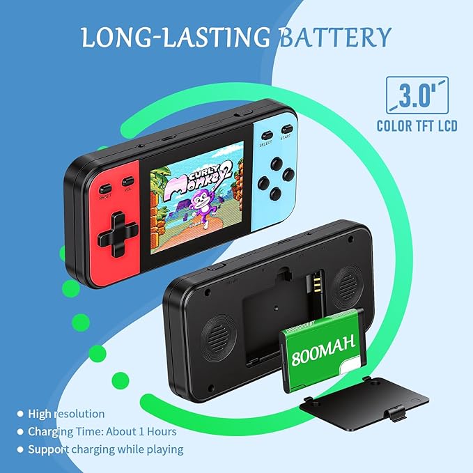 Retro Handheld Game Console, 240 Classic Retro Video Games Preloaded for Kids, Portable Gaming Player with Rechargeable Battery, 3.0" LCD Screen, Pocket Player Travel Games Arcade