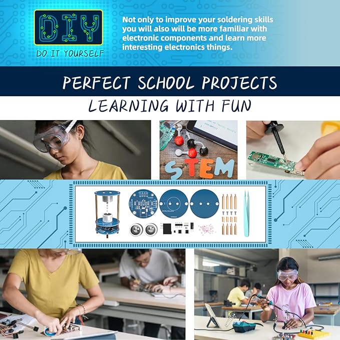 Electric Ultrasonic Levitator Kit, Soldering Projects Mini Cool Acoustic Levitator, Soldering Practice Kit DIP Version for Learning Teaching STEM Education Ideal Gift for Friends and Family (Blue)