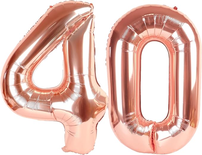40 Inch Rose Gold Balloon Number 40 Balloon,Jumbo Mylar Foil Helium Balloon for 40 Digital Balloons for Birthday Party,Wedding Anniversary Party Decorations