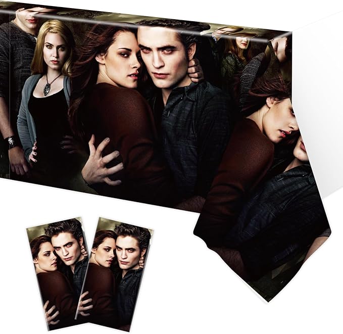 2Pcs Saga of Twilight Tablecloth Disposable Tablecover Birthday Party Supplies Napkin Plates for Kid Boy Baby Shower Rectangle Tables 70"X42",2 Pack