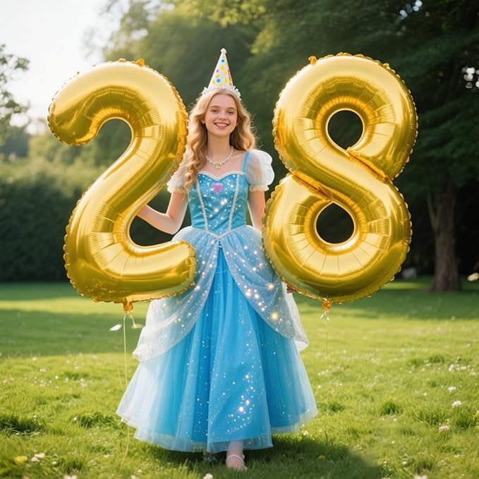 40 Inch Gold Balloon Number 28 Balloon,Jumbo Mylar Foil Helium Balloon for 28 Birthday Digital Balloons for Birthday Party,Wedding Anniversary Party Decorations