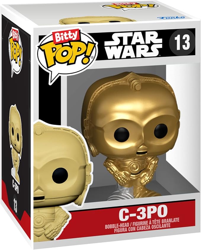 Funko Bitty POP! Star Wars - Leia, 4-Pack - Princess Leia, R2-D2, C-3PO and A Surprise Mystery Mini Figure - 0.9 Inch (2.2 Cm) Collectable - Stackable Display Shelf Included - Gift Idea