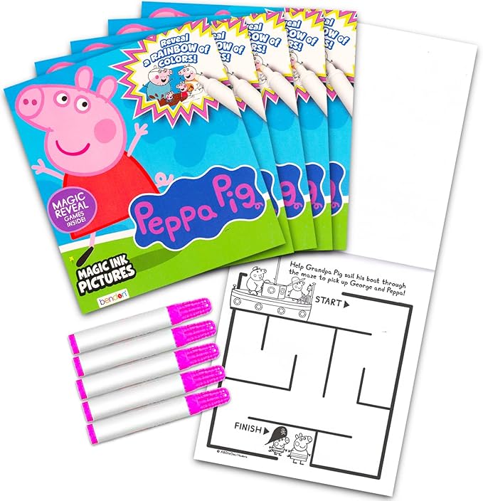Bendon Peppa Pig Imagine Ink Coloring Book Set for Girls Boys - 12 Pack No Mess Coloring Books, More (Peppa Pig Party Supplies)