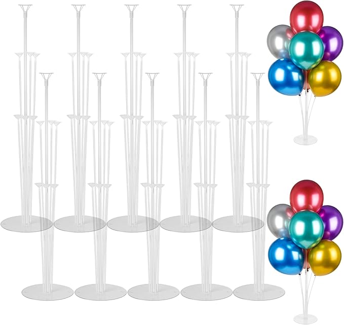 10 Sets Balloon Stand Kits, Balloon Sticks Holders with Base for Table Graduation Birthday Baby Shower Gender Reveal Party Decorations
