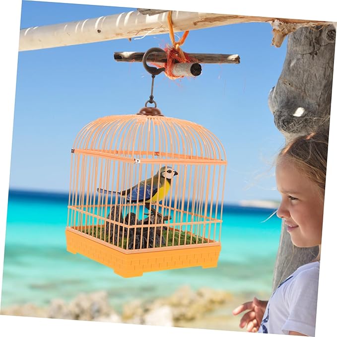Electric Chirping Bird Toy Cage Sound Activated Interactive Motion Realistic Chirping Sounds Compact Design for Boys and Girls Adults Decorative Birdcage Toy