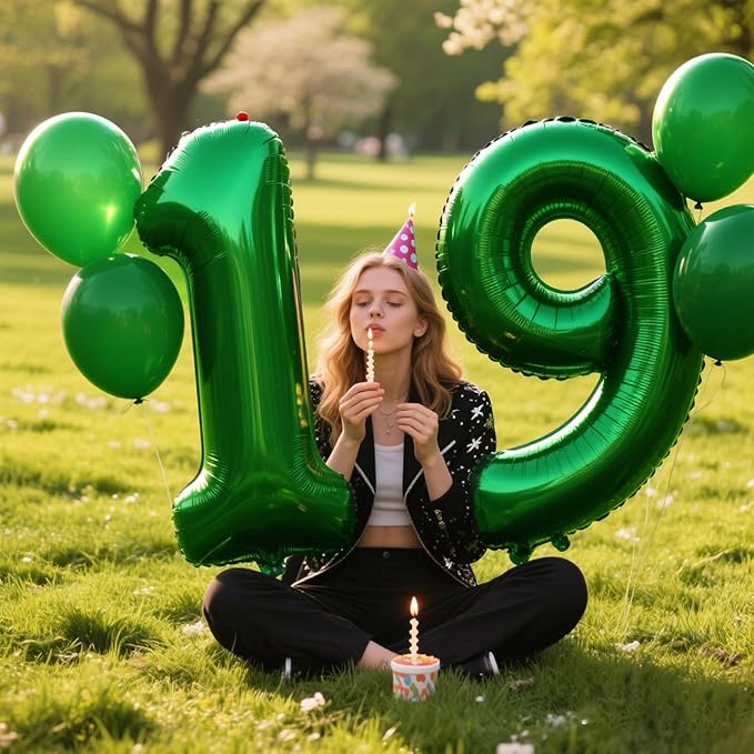 40 Inch Balloon Number 9 Green, Large Foil Green Number Balloons 9 19 29 for Girls Women, Digital 9 Helium Balloons for 90 99 Birthday Party Supplies Anniversary Event Celebration Decorations
