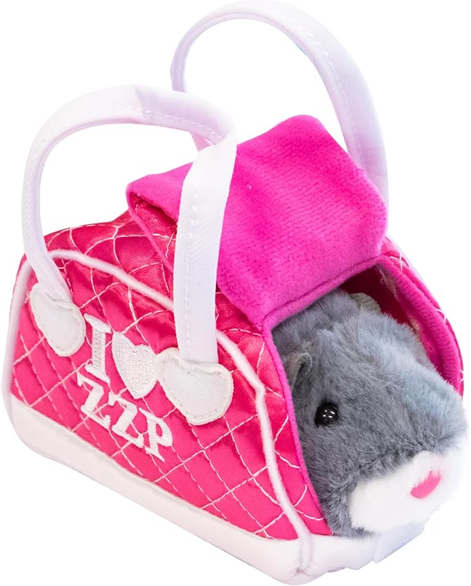 ZhuZhu City Hamster & Quilted Carrying Case – NumNums The Grey & White Interactive Hamster with 40+ Sounds & Endless Behaviors – Take Your ZhuZhu Adventures Anywhere!