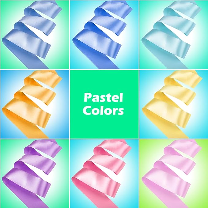 24PCS Pastel Rainbow Gymnastics Dance Ribbons Party Favors Decorations for Kids, Aesthetic Loot Bag Stuffers for Girls Unicorn Princess Carousel Ice-cream Butterfly Birthday Party