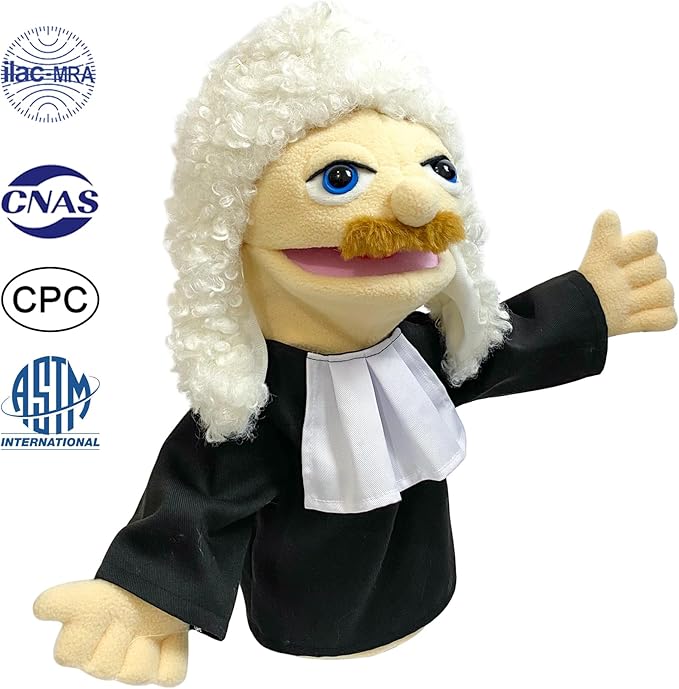 16" Puppets Entriloquist Puppet,Hand Puppets for Kids Plush Judge Puppets for Adults with Removable Mouth Puppet for Kids Ages 4-8，Hand Puppet for Adults with Scalable Puppet Control Rod