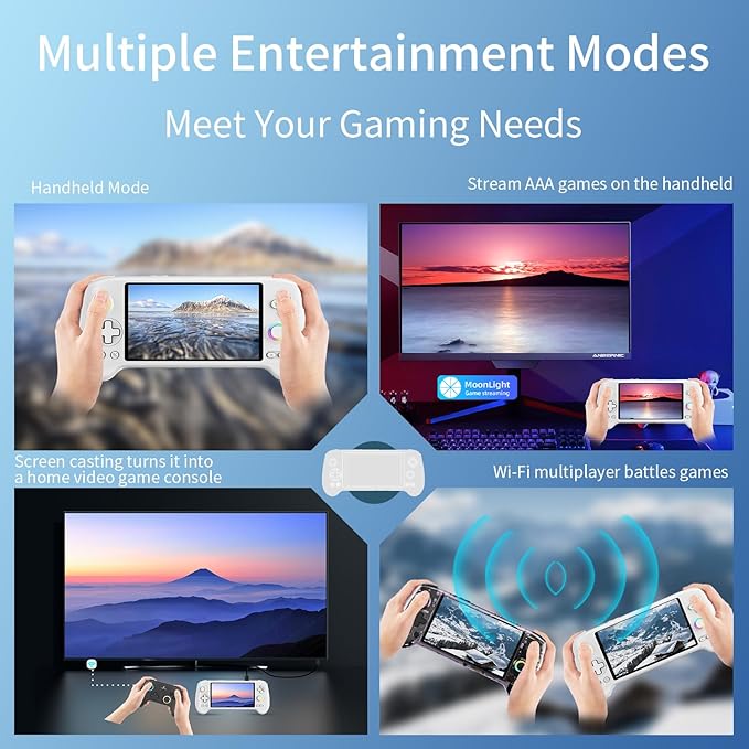 RG557 Retro Handheld Game Console , 5.48 Inch AMOLED Screen Handheld Emulator Android 14 System Dimensity 8300 Processor Support WiFi 6E Bluetooth 5.3(White)