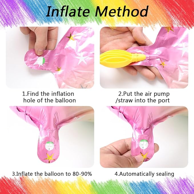 Unicorn 5th Birthday Party Decorations for Girl Purple Pink Theme Balloon Set, Large Rainbow Unicorn Helium Balloons with Heart and Star Baby Shower Kids Supplies (number 5 set)