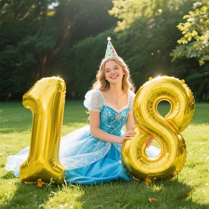 40 Inch Giant Gold Foil Number 8th 18th 28th Birthday Balloons Gold Digit 8 Balloons for Men Women 80th Anniversary Party Decorations Supplies