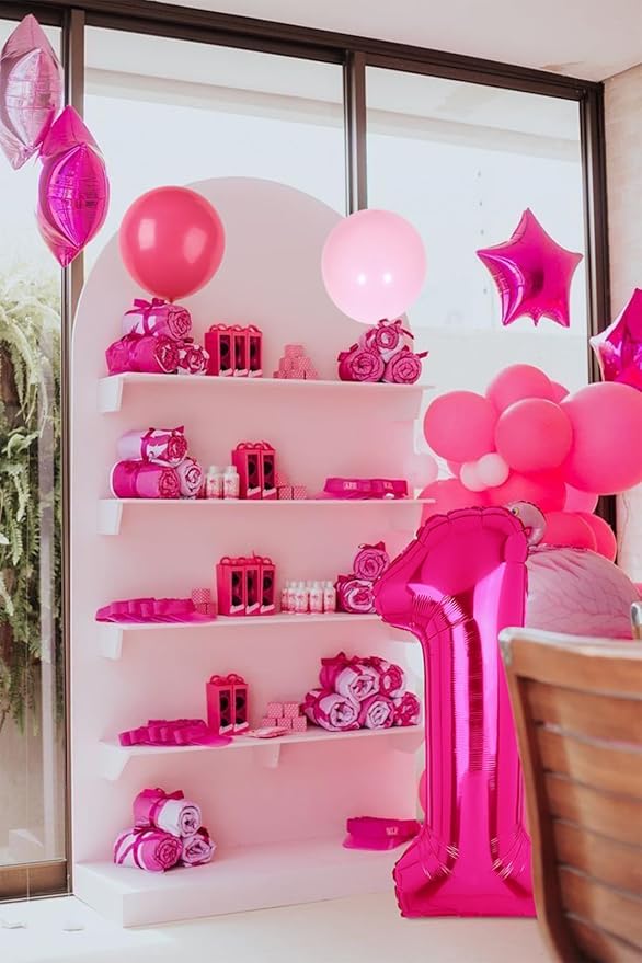 40 Inch Number Balloons Hot Pink 1 Anniversary Event Celebration Bachelorette Cowgirl Let's Go Girls Pink Themed First 1st Birthday Party Decor Supplies 9 Pcs