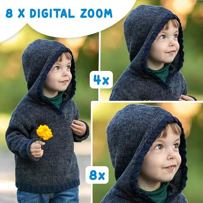 Wembley Kids Camera for Boys & Girls 3–8 Years | Digital Camera for Kids 1080P Selfie Video | Toddler Camera Rechargeable with Games | 32GB Card | Silicone Cover | Dinosaur Birthday Gift - Blue
