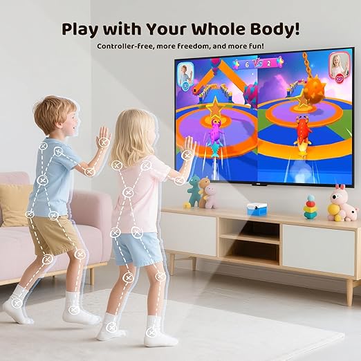 Kinhank MotionX Active Game Console with 40 Video Games for Kids&Family,Plug&Play AI Motion Game Consoles,Dynamic Updates,No Subscription,CPC-Certified,Great for Gaming Nights,Parties,Indoor Play