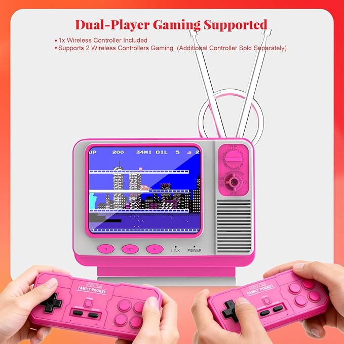 Retro Game Console - 42 JALECO + 168 Classic Games, 2.4G Wireless 2-Player, 3.0 Inch IPS Screen, TF Card Expansion, Great for Kids