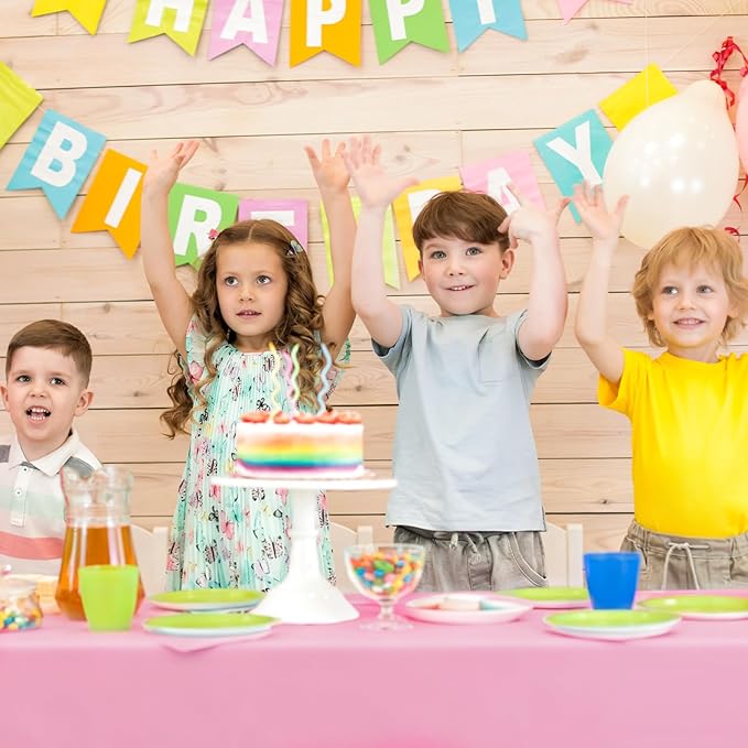 4 Pack Pink and Brown Party Tablecloth Bulks 54 x 108 Inches Disposable Plastic Pixel Gaming Tablecloth Pink Brown Table Cover for Picnic Video Game Birthday Party Supplies