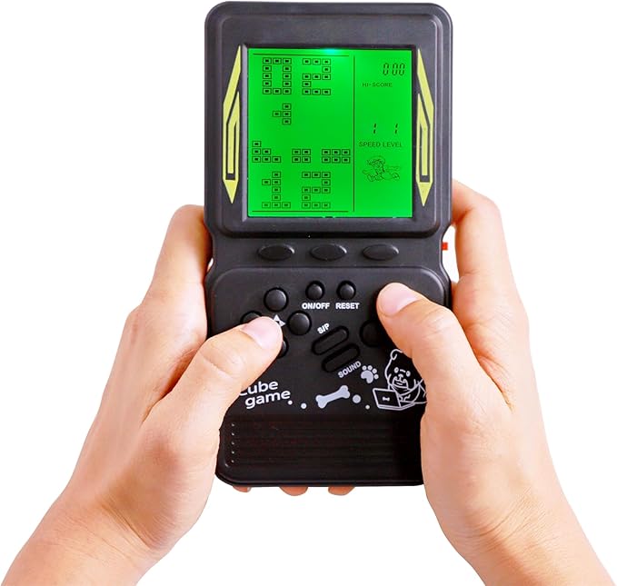 Retro Brick Game Console Large Screen with Green Backlight Built-in 23 Multi-Mode Block Games Classic Nostalgia Speed and Difficulty Adjustable Powered by 2 AA Batteries (Black)