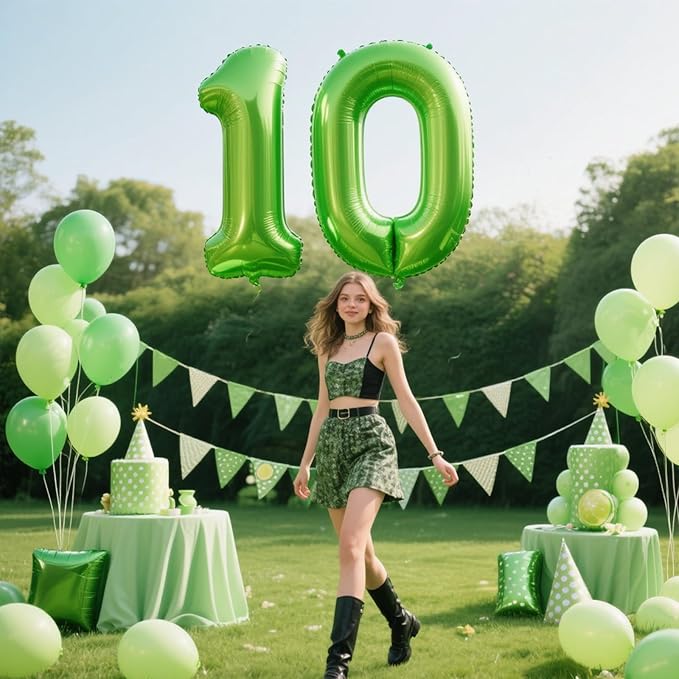 40 Inch Light Green Balloon Number 0 Balloon,Jumbo Mylar Foil Helium Balloon for 10 20 30 40 50 60 70 80 90 100 2025 Birthday Digital Balloons for Birthday Party,Wedding Anniversary Party Decorations