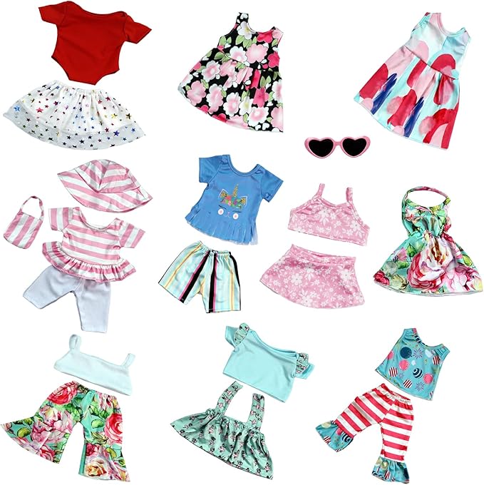 20 pcs 18 inch Doll Clothes and Accessories for American 18 inch Girl Doll Clothes Gift Including 10 Complete Sets of Clothing