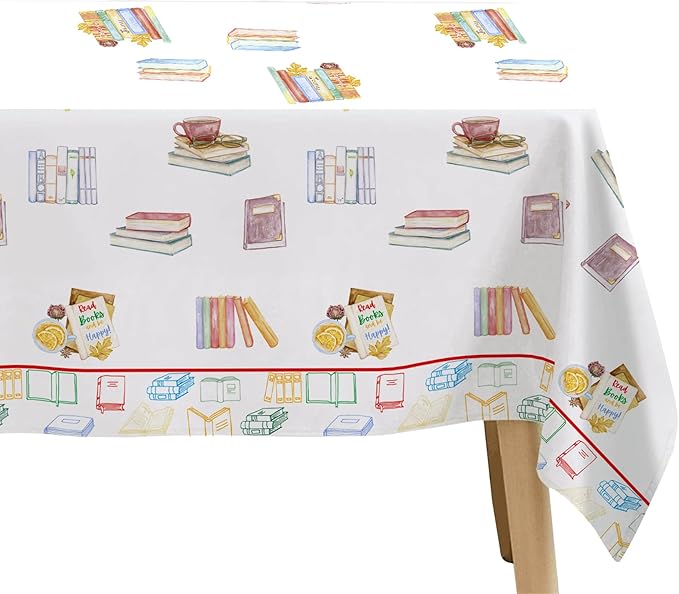 Book Themed Party Decorations Tablecloth, Disposable Book Club Birthday Party Supplies Tablecover, Library Reading Theme Baby Shower Table Cloth, 3 Pcs, 54in x 108in