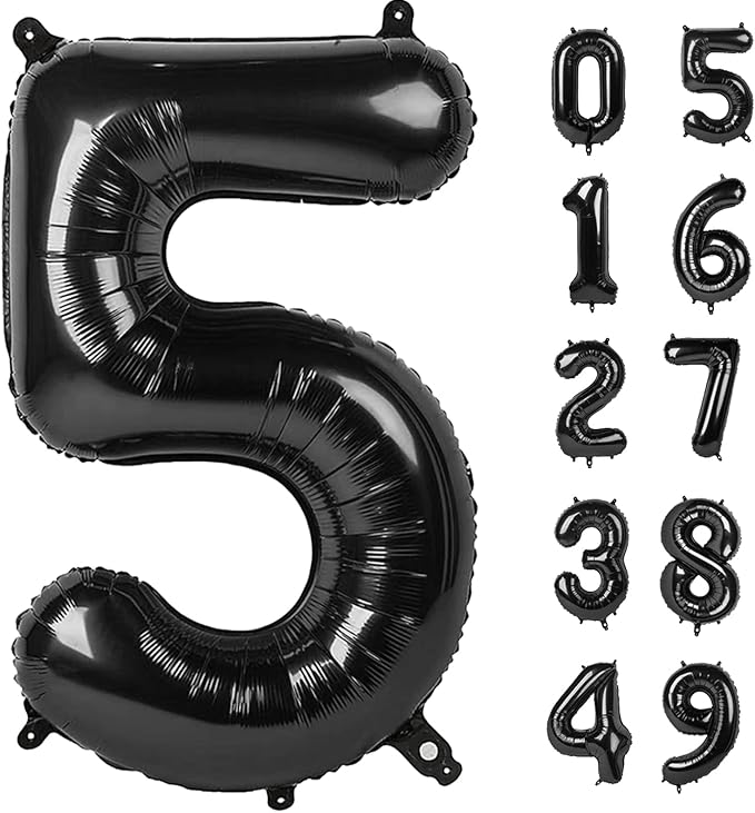 40 Inch Black Number Balloon 0-9(Zero-Nine), Big Size Happy Birthday Balloon, Foil Helium Big Number Balloon for Birthday Celebration Decorations Graduations Anniversary Photo Shoot