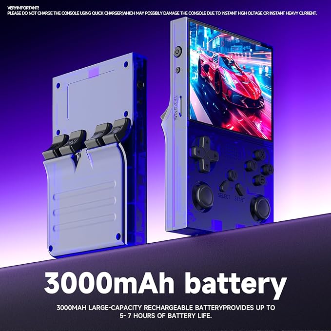 R40 Retro Handheld Game Console - Open Source System,3.5" IPS Screen, 18,000+ Classic Games, 128G TF Card, 3000mAh Battery, Portable Gaming Player for Travel, Retro Gaming Console, Blue