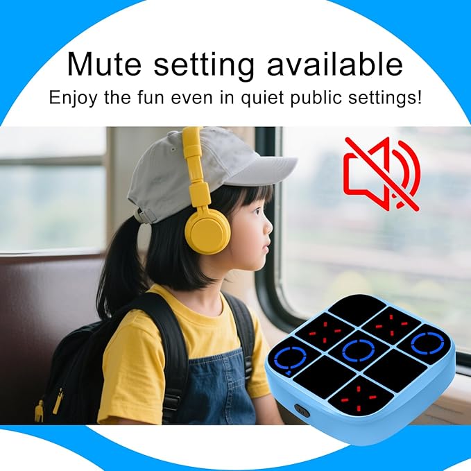Tic-Tac-Toe Bolt Game, 4-in-1 Handheld Puzzle Games Console, Electronic Tic-Tac-Toe Game for Educational and Memory Growth, Portable Travel Games for Car Ride, Board Games for Kids and Adults (Blue)