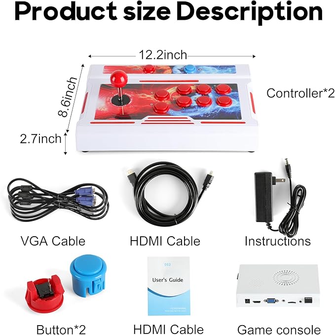Pandora Box Arcade Game Console 32000 Games Pre-Install,Retro Game Machine for TV PC Projector, Supports Up to 4 Players, Full HD Output,, Search, Save, Hide, Favorites List