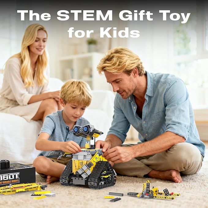 5-in-1 Remote Control Robot Building Kit, 724 Pcs Buildable Model Engineering Toys, No Coding Needed, Creative Ideal Gift for Boys Girls Kids Ages 8 9 10 11 12 13 Year Old