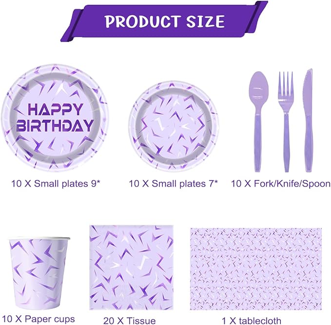 81Pcs Purple Demon Birthday Party Decorations Purple Demon Party Tableware Set for Boys Girls Theme Birthday Hunters Party Supplies Tablecloth,Plates, Napkins, Cups and Tableware
