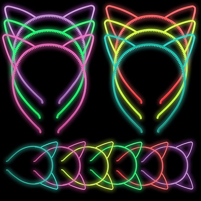 Glow in The Dark Party Supplies Cat Ear Crown Heads for Birthday Party Halloween Party
