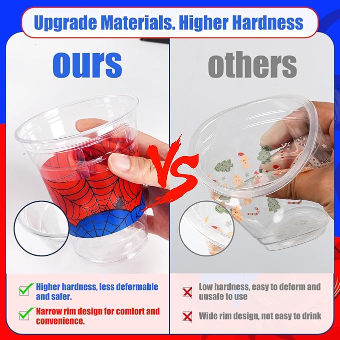 50Pcs Spider Web Birthday Party Decorations Cups, 12 OZ Disposable Plastic Drinking Cups Hot Cold Drink Wine Coffee for Home Sports Birthday Christmas Themed Holiday Party Supplies Favors