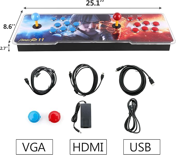 Pandora Treasure 3D Arcade Game Console - 30000 Games Installed, Search Game, Support 3D, Add More Games, 1280x720P, Favorite List, 4 Players Online, 2 Player Controls (Yellow)