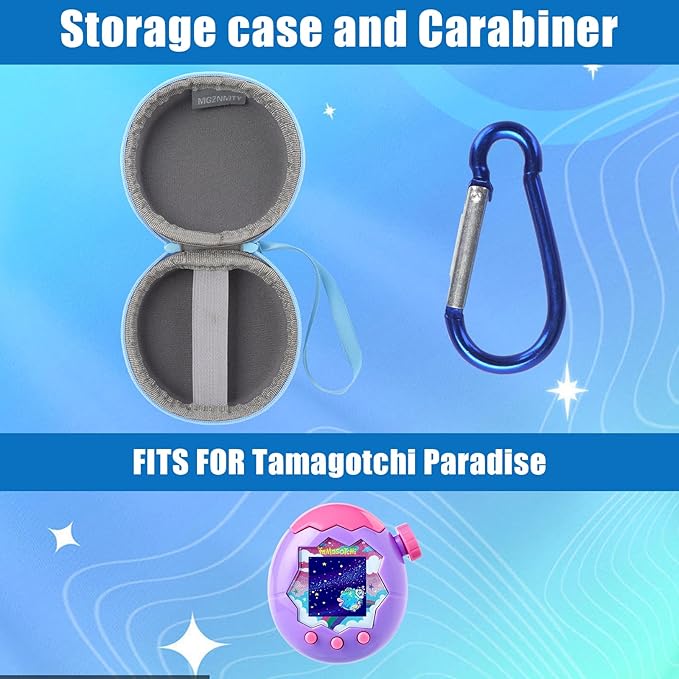 YouKnow Hard Case for Tamagotchi Paradise Electronic Virtual Pet Game Machine with Carabiner (Only Case) (Blue)