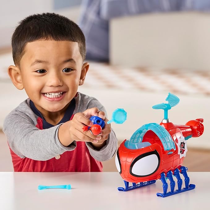 SPIDEY AND HIS AMAZING FRIENDS Marvel Team Spidey Copter, 3-Inch (7.6 CM) Action Figure & Toy Vehicle with Projectile, Super Hero Toys, Ages 3+