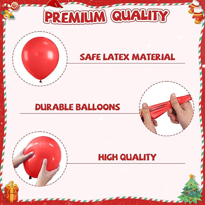 Christmas Balloons,12 Inch Red Green Gold and Christmas Tree Santa Foil Balloon with Ribbon,for Party Xmas Gifts School Classroom Game New Year Decorations