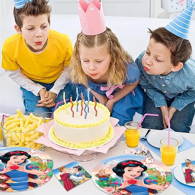 40pcs Snow White Birthday Party Decoration include Napkins,Plates, for Snow White Birthday party Supplies