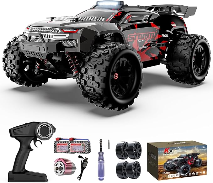 KGF 1:18 Scale All Terrain RC Cars, 40km/h High Speed Remote Control Car, 2.4Ghz RC Car Toys Gifts for Kids and Adults, 4WD Electric Vehicle with 2 Rechargeable Batteries, Off Road Monster Truck