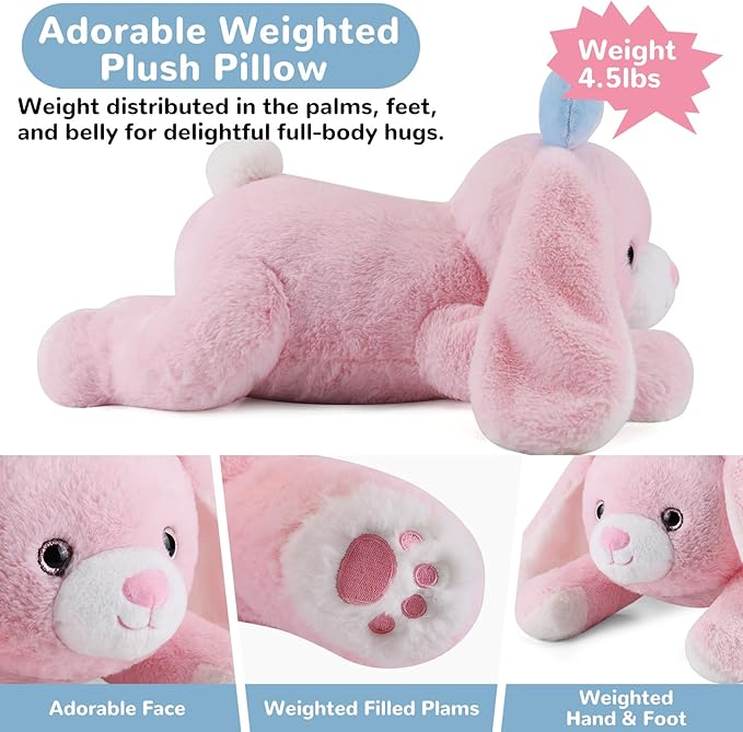 Bunny Weighted Stuffed Animals - 22 Inch 4.5 Pounds Weighted Plushies Rabbit - Big Plush Bunny Stuffed Animals Pillow - Cute Plush Toys Gifts for Kids & Adults