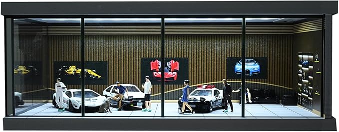 1/64 Diorama Car Garage Model,with LED Lighting City Car Showroom Model Car Parking Lot Storage Model,for 1/64 Scale Diecast Model Car,Scene Display Model Collection Gift (Showroom)