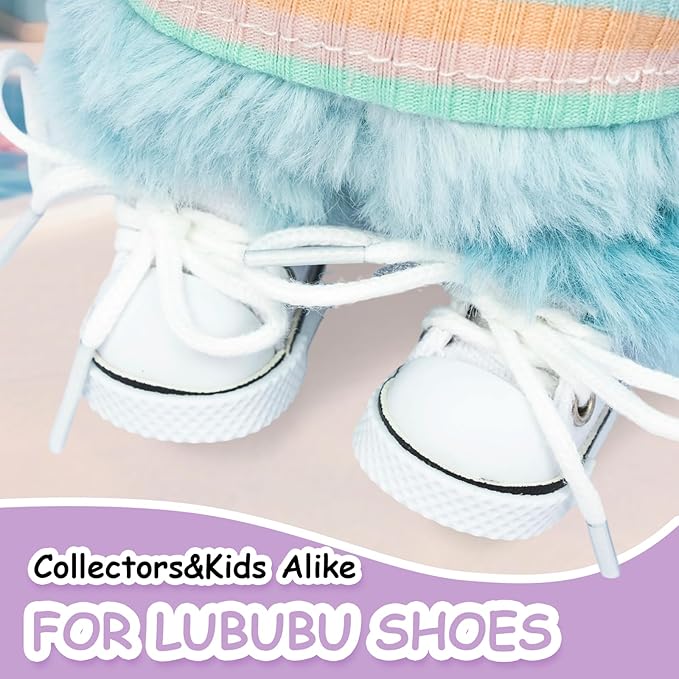 Mini Doll Shoes, 1 Pair Cute Lace Up Canvas Sneakers Compatible for 17cm/15cm Doll Shoes Toy Outfit Accessories Easter Gifts(White)